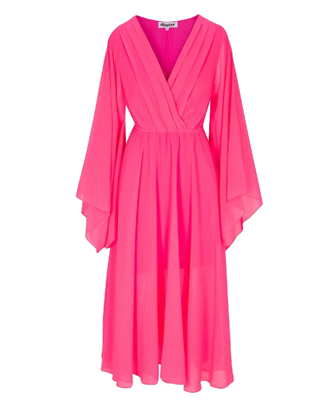 Exclusive Sale Sunset Midi Dress - Neon Pink
