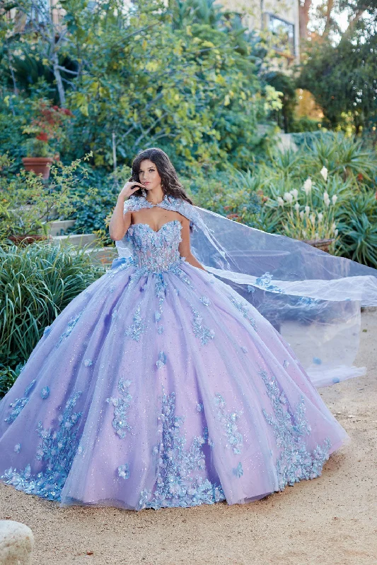 Hot Deals Two-Tone Strapless Cape Ball Gown by Petite Adele PQ1040