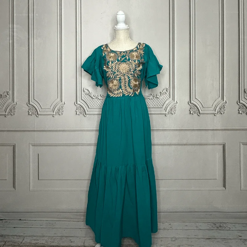 Hot Styles Rococo Butterfly Sleeve Midi Dress - Gold