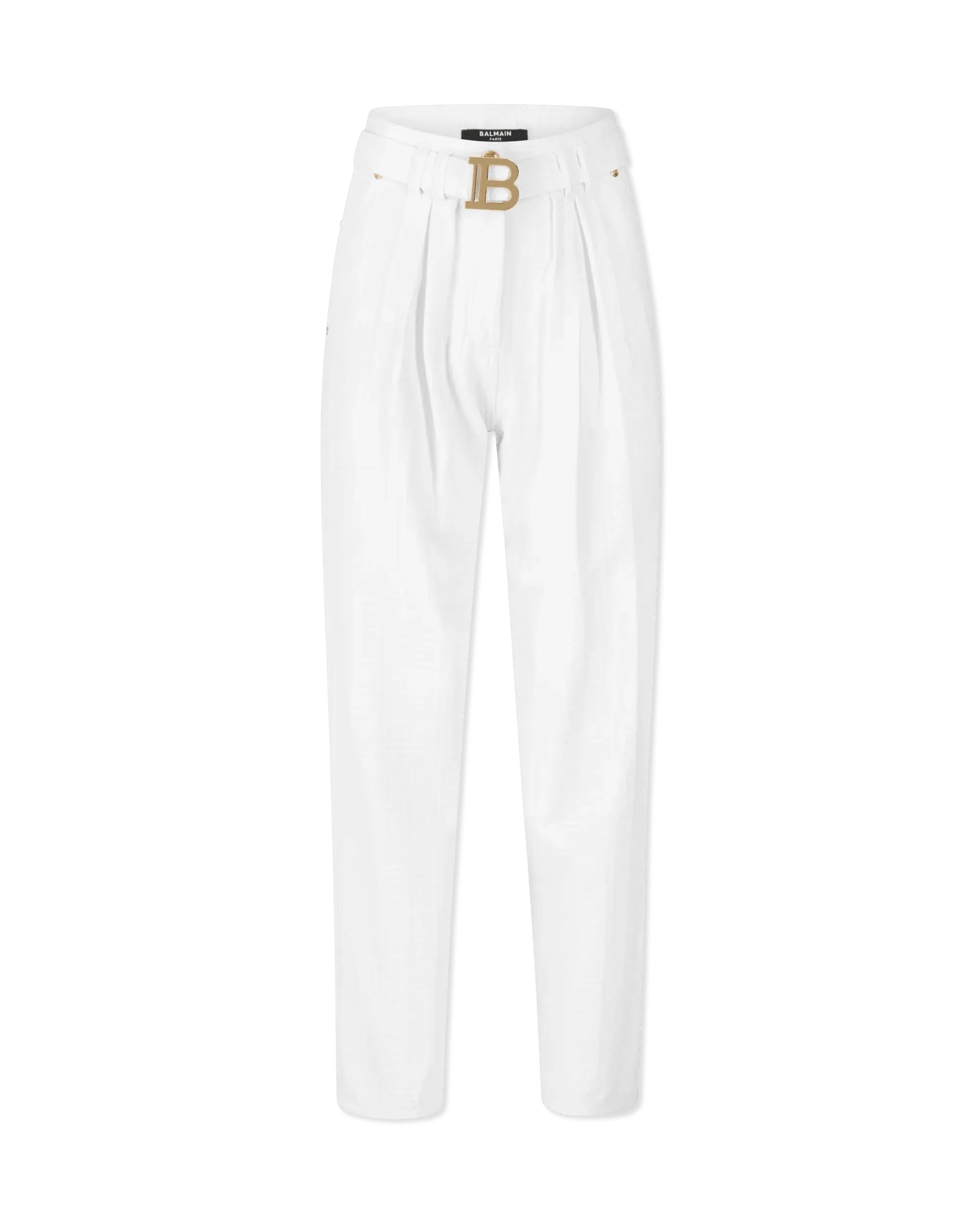 Hot Trends High Waisted Belted Monogram Denim Pants