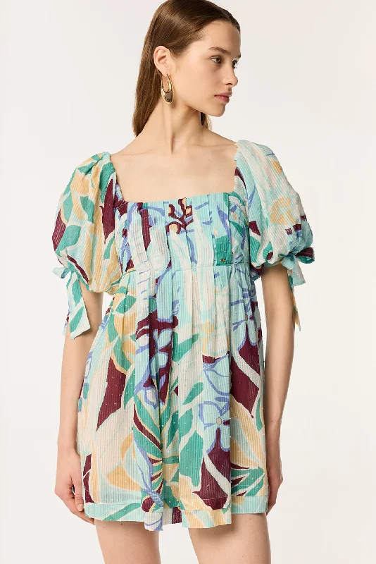 Urban Femme Streetwear Mini Dress Catalina - Aqua Macro Lilium