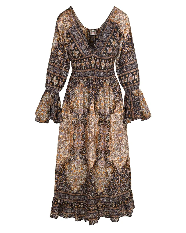 Hot Styles Twilight Mist Ruffle Midi Dress