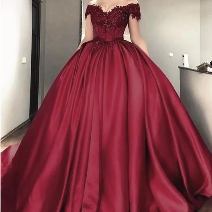 Discount Extravaganza Luxury Ball Gown Wedding dress Burgundy Bridal Reception Dress Formal Prom Gown    cg20735
