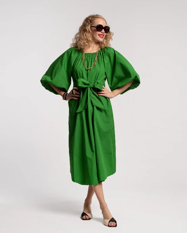 Mother's Day Special Bliss Midi Dress Cotton Poplin Green