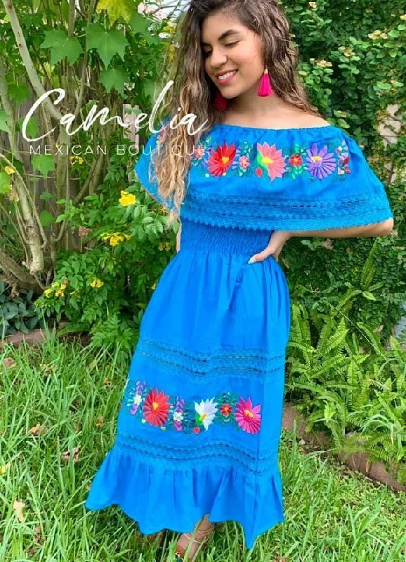 Trendy Styles Off Shoulder Laced Midi Dress - Roses