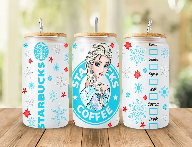 Premium Glassware Princess Tumbler, Princess Glass Wrap, 16oz Glass Can Png, Libbey Can Glass 16oz, Princess Starbucks Wrap, Princess Png, Princess Images 5
