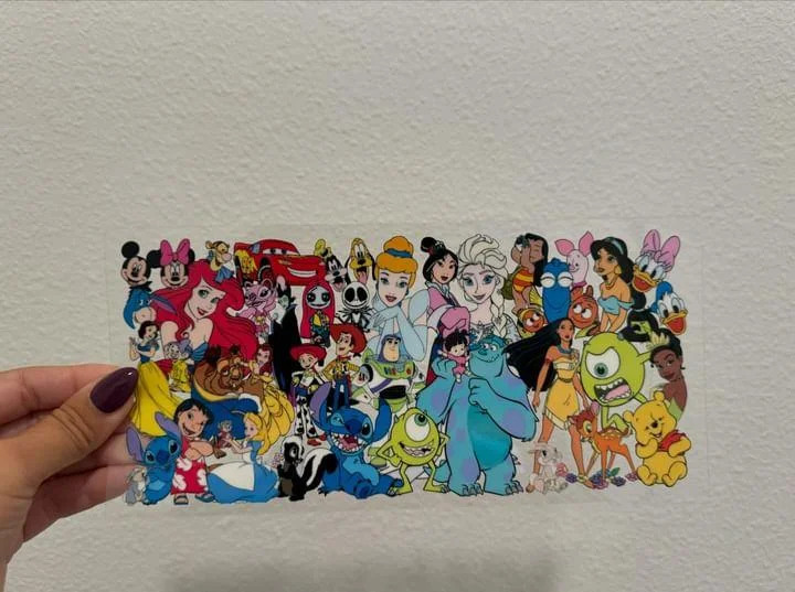 Travel Mugs Offer Disney Character Compilation UV DTF Wrap Transfer 16oz | No Heat Needed | Waterproof | Permanent Adhesive