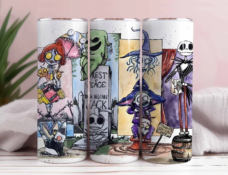Unique Drinkware Gifts Nightmare Tumbler, Jack Sally, Scary Movie Tumbler, 20oz Skinny Tumbler, Jack Skellington Tumbler, Halloween Wrap, Trick or treat Png