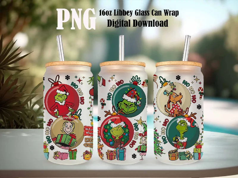 Premium Glassware Christmas Tumbler Wrap, 16oz Can Glass, 16oz Funny Christmas, Merry Christmas, Christmas Vibes, Christmas Tumbler, Can Glass Wrap Png