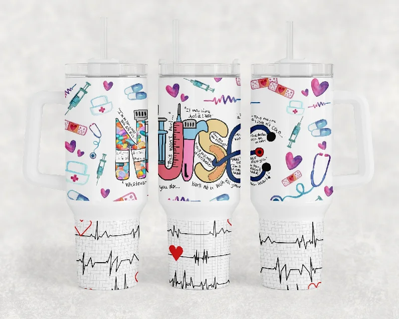 Eco-Friendly Drinkware Sale Nurse 40oz Quencher Tumbler Wrap, Gift For Nurse, Nurse Tumbler Png, Nurse Png, 40oz Tumbler Wrap, Digital Download, Nurse Printable