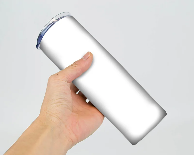 Premium Glassware Discounts Tumbler Hand Holding Mockup - 20oz Skinny - Full Wrap Mock Up