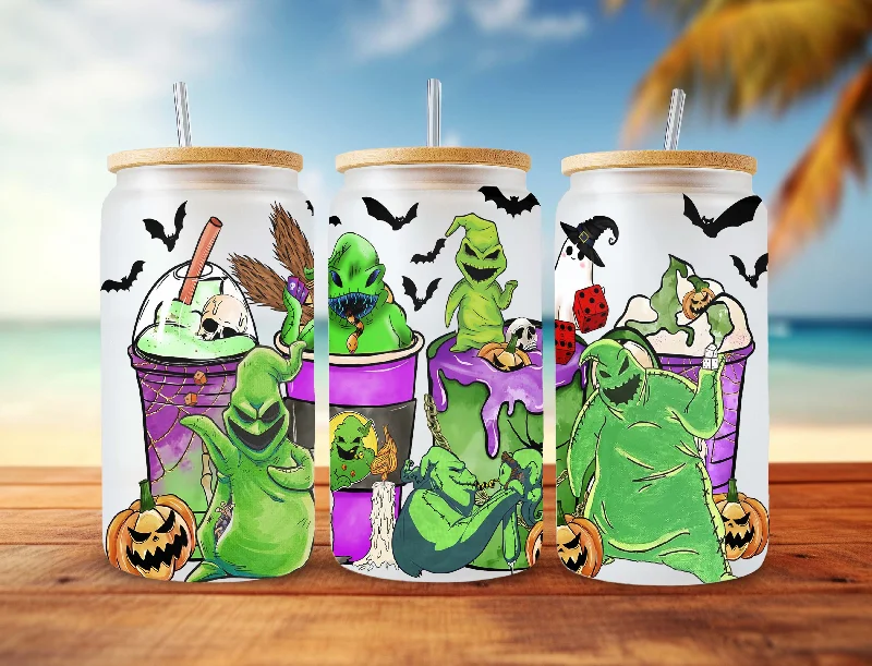 Drinkware Sets Horror Halloween Coffee 16oz Can Glass, Horror Tumbler, 16oz Can Glass, Scary Movie Tumbler, Cartoon Tumbler, Spooky Vibes, Trick or Treat