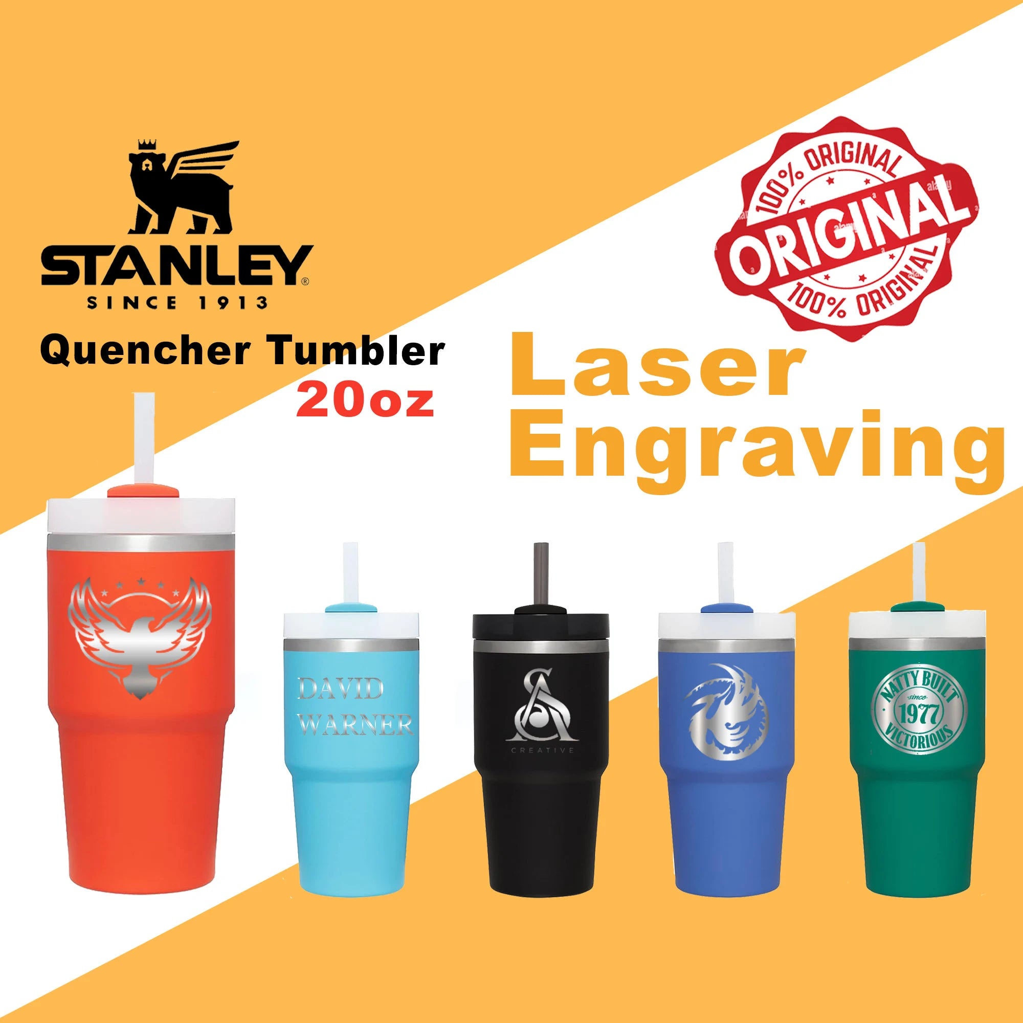 Promotional Tumblers Personalized 20oz Stanley Quencher Tumbler, Custom Stainless Steel Cup, Name Engraved Tumbler, Double Wall Insulated Cup, Hot Mug With Straw