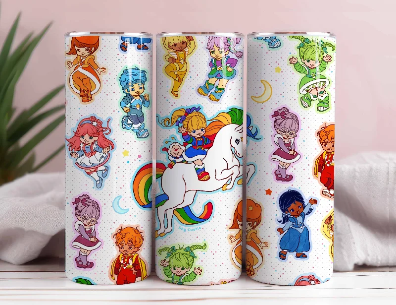 Travel Tumblers Sale Cartoon 80s Tumbler, 80s cartoons png, rainbow girl 20oz Skinny Tumbler, Rainbow Brite Tumbler Wrap Png, Retro 80s cartoons Tumbler Wrap