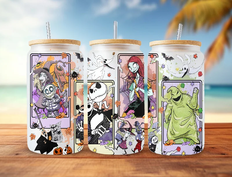 Eco-Friendly Drinkware Promotions Horror Halloween Coffee 16oz Can Glass, Horror Tumbler, 16oz Can Glass, Scary Movie Tumbler, Cartoon Tumbler, Spooky Vibes, Trick or Treat