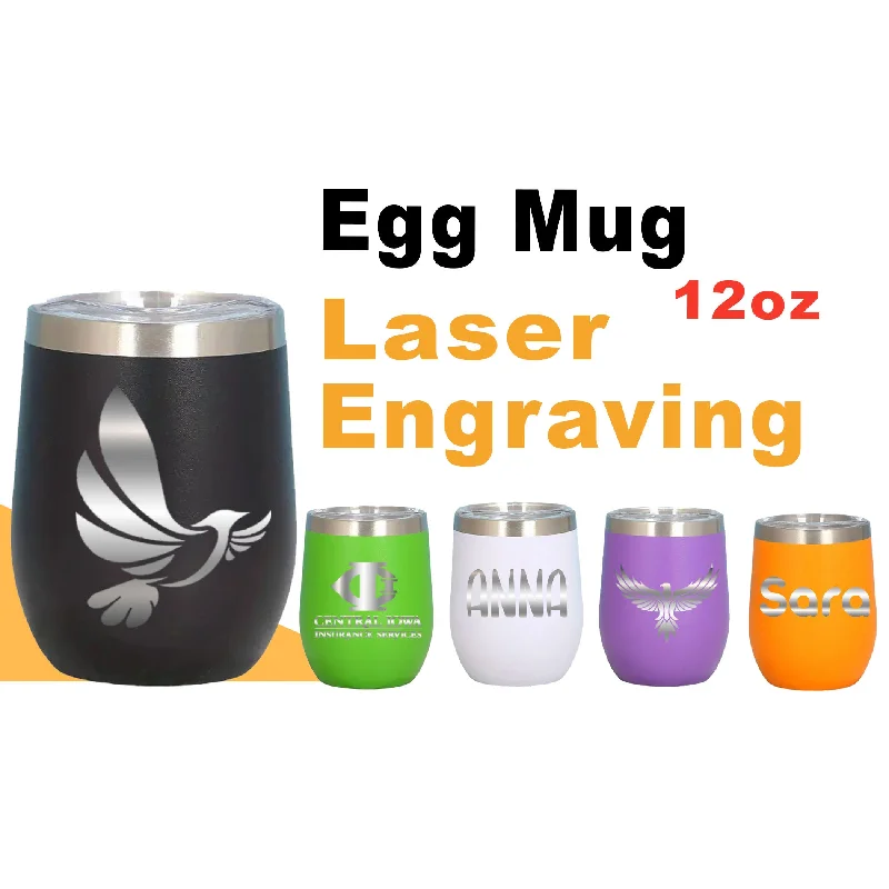 On-The-Go Drinkware Egg Shaped Vacuum Flask 12oz, Personalized Stainless Steel Coffee Cup, Women's Outdoor Camping, Hiking, Driving, Back To School Supplies