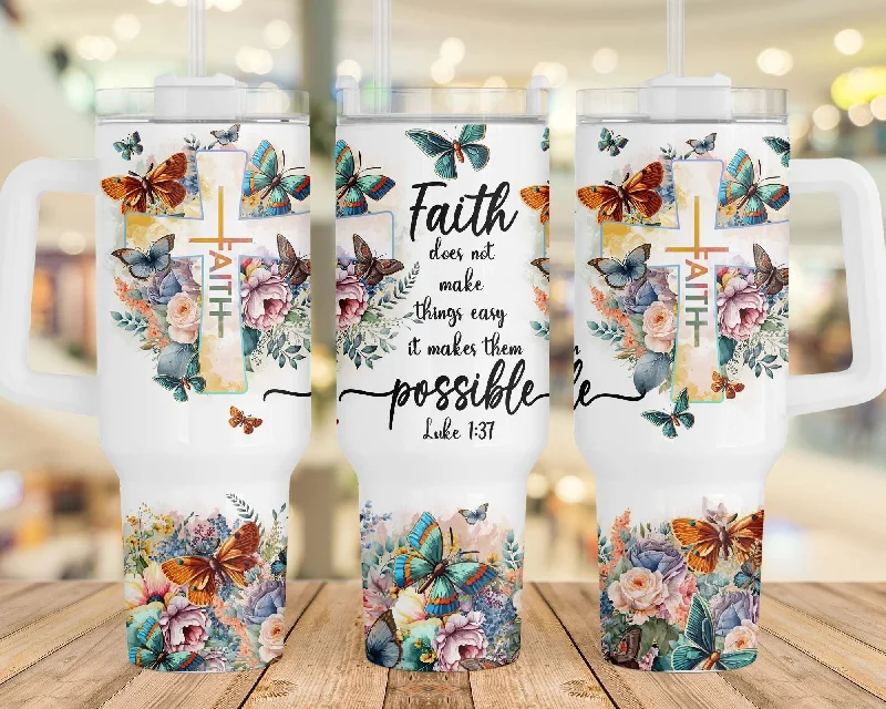 Insulated Tumbler Sale Faith Bible Verse 40oz Quencher Tumbler Sublimation, Faith Luke 137, Designs PNG, Full Wrap Tumbler, Instant Download, Digital Download