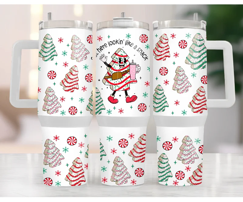 Trend Leading Collection Out Here Looking like a Snack 40 oz Christmas Tumbler with handle