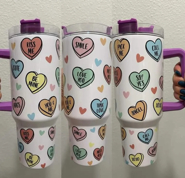 Unleash Your Trend Driven Style Valentine's Day Heart Candy 40 oz Tumbler with handle