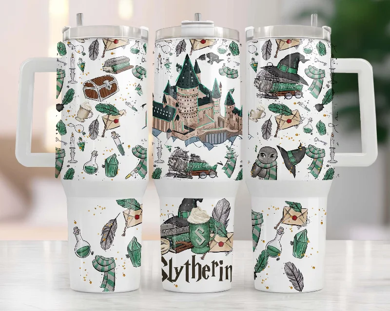 Stainless Steel Mugs Harry Potter 40oz Tumbler PNG, Hogwarts Alumni, Magic Wand Symbol, Wizardy Houses