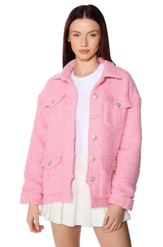 Fresh Styles, Fresh Deals MALIBU DREAM TWEED OVERSIZED BOMBER