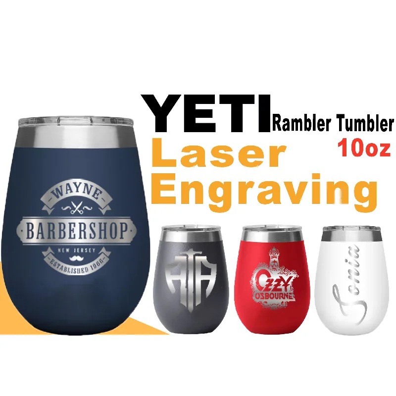 Premium Drinkware Sets YETI Rambler Tumbler Stainless Steel, Personalized Stainless Steel Tumbler, Laser Engraved Tumbler, 10oz
