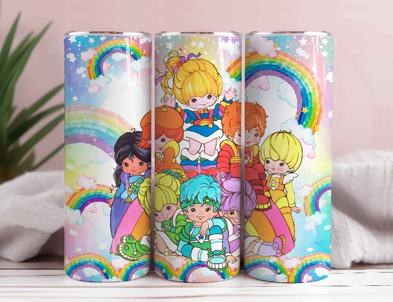 Limited-Time Drinkware Deals Cartoon 80s Tumbler, 80s cartoons png, rainbow girl 20oz Skinny Tumbler, Rainbow Brite Tumbler Wrap Png, Retro 80s cartoons Tumbler Wrap