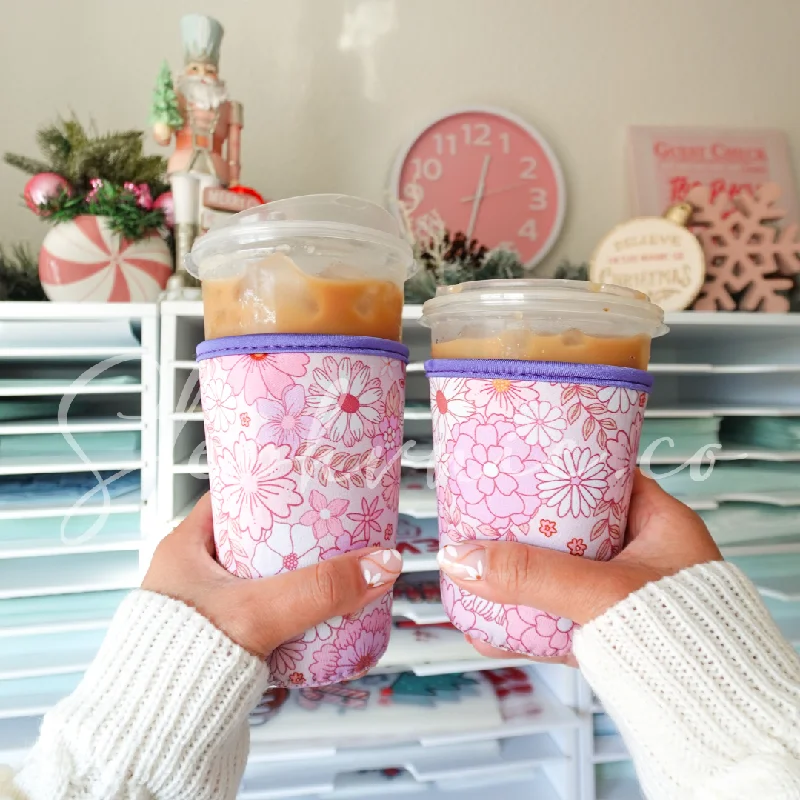 Thoughtful Drinkware Gifts Pink and Purple Flowers - Cup Sleeve