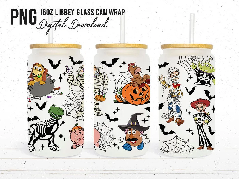 Holiday Drinkware Halloween Snack Tumbler Wrap, 16oz Can Glass Wrap, Cartoon Can Glass, Spooky Vibes Can Glass, Halloween Png, Sublimation Design Png