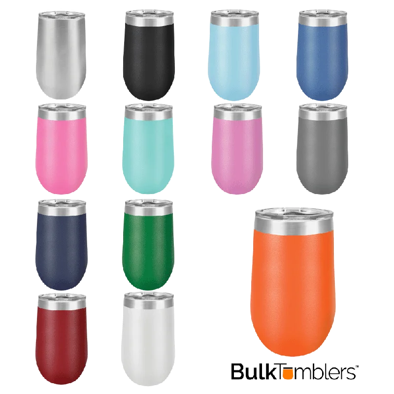 Travel Cups Promotion CASE of 24 - 16 oz Stainless Steel Blank Insulated Stemless Wine Tumbler w Lid
