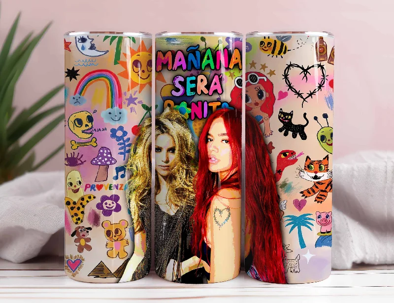 Personalized Cups Discount Karol G _ Shakira , Mañana sera bonito, plantilla para sublimacion, Karol G y Shakira Tumblr 20 0nzas, Karol G BundleTumbler 20 oz Wrap Png