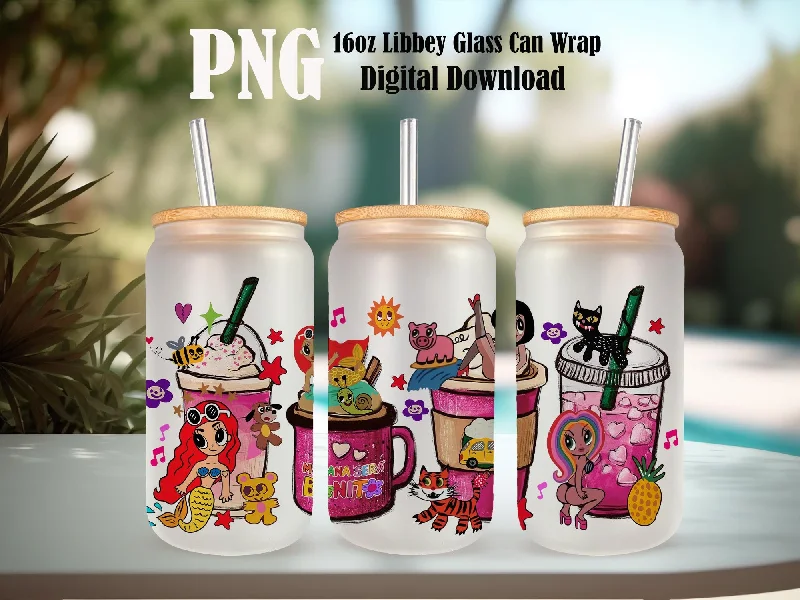 Thoughtful Drinkware Gifts Karol G Coffee, Karol G 16oz Glass Can, Cartoon Coffee Png, Fall Coffee, Spooky Season Png Instant Download