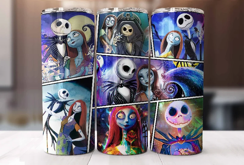 Stainless Steel Cups Scary Movie Nightmare 20oz Tumbler Wrap, Halloween Tumbler, Jack And Sally Full Tumbler Wrap, Sublimation Design,Boo bash, Jack Skellington