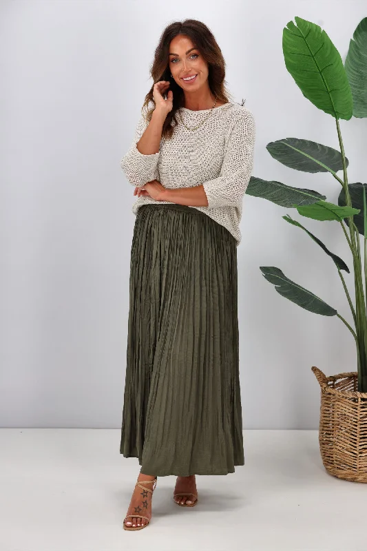 Best Sellers Jane James Tess Crushed Skirt Olive