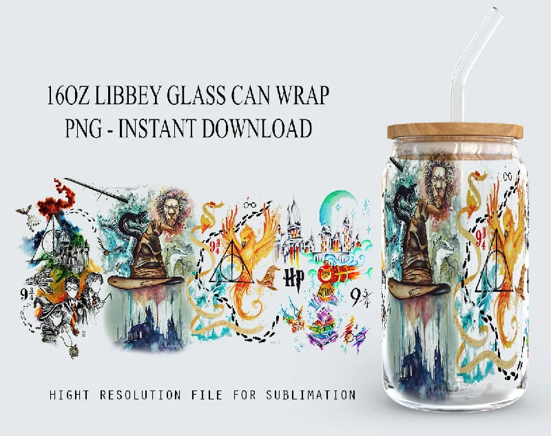 Drinking Glasses Sale Harry Potter Libbey Glass PNG, 16oz Can Glass PNG, Hogwarts Alumni, Magic Wand Symbol, Wizardy Houses