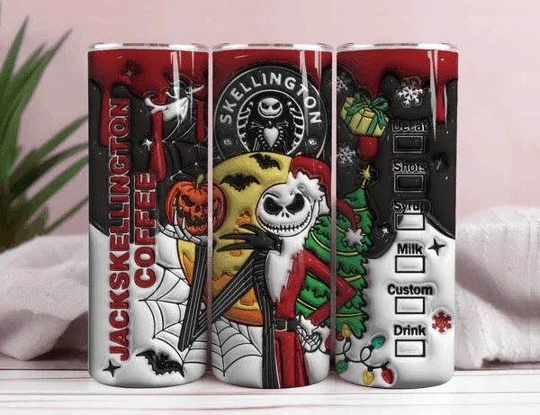 Stylish Statements Jack Skellington Nightmare Before Christmas 3D Inflated 20oz Christmas Tumbler