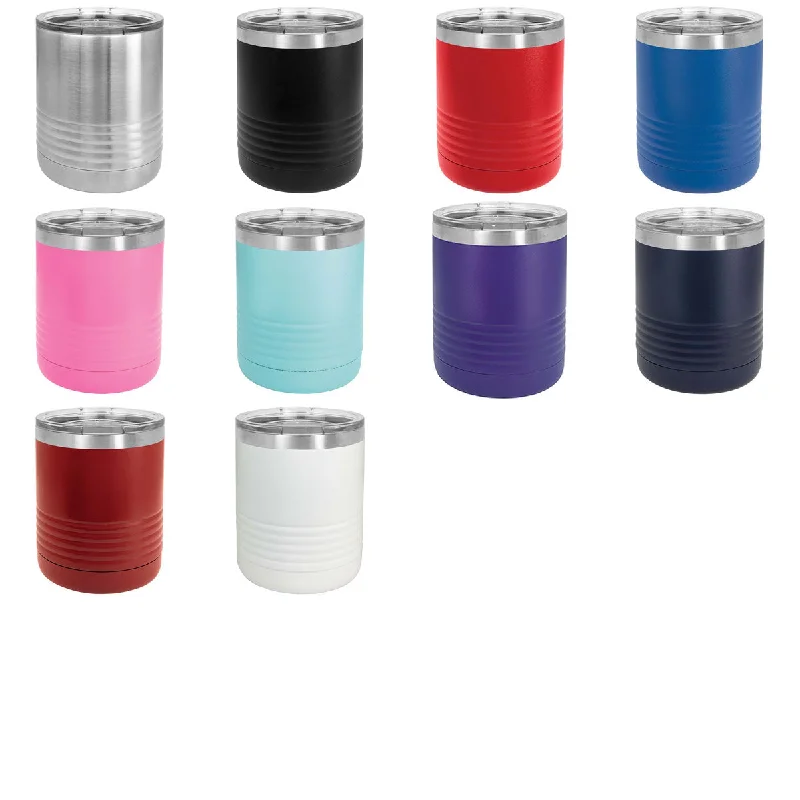 Personalized Cups Discount Case of 24 Blank 10 oz Lowball Highball Glass - Insulated Stainless Steel Rocks Tumblers + Lid