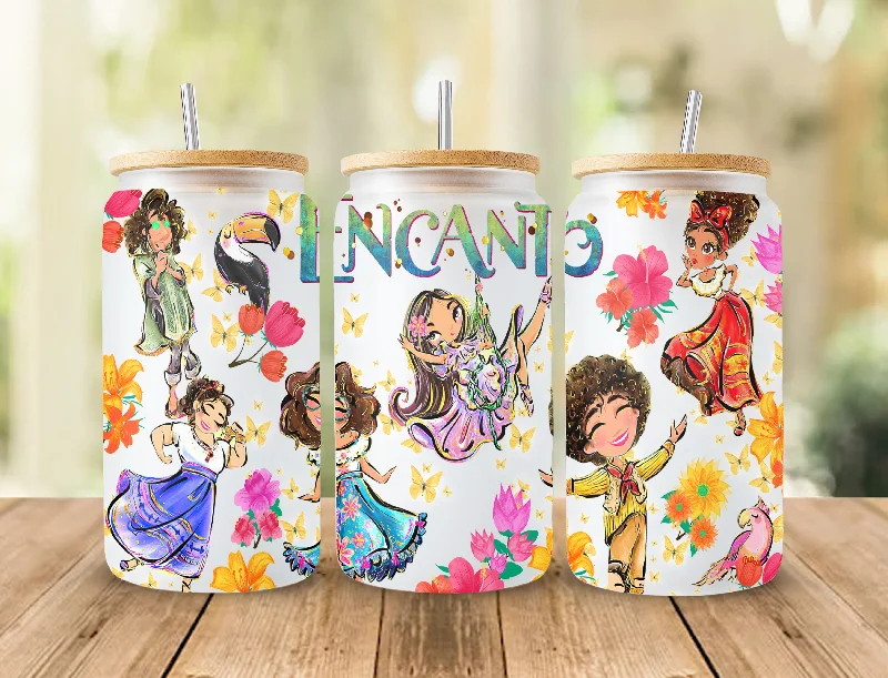 Holiday Drinkware Discount Encanto 16 oz Glass Can Wrap PNG, Encanto Libbey Glass Can PNG, Madrigal Family, Encanto Characters, Mirabel Madrigal Glass Can Wrap