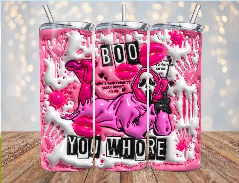 Chic Style, Always In Vogue Boo You Whore Ghostface Scream Inflated 20oz Halloween Tumbler
