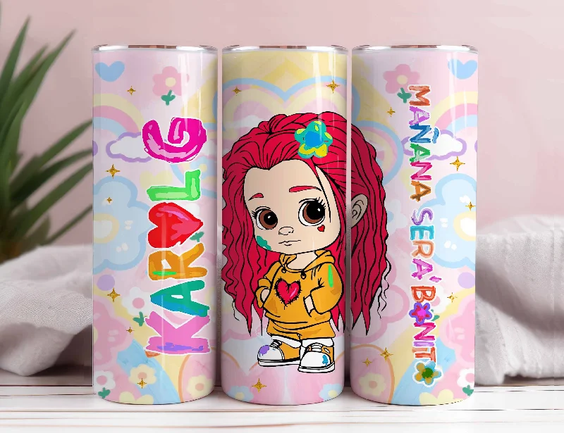 Portable Drinkware Discounts Karol New Album Cover Mañana Será Bonito 20oz Sublimation Tumbler Wrap, Manana Sera Bonito Tumbler Wrap PNG, Karol G Tumbler Wrap