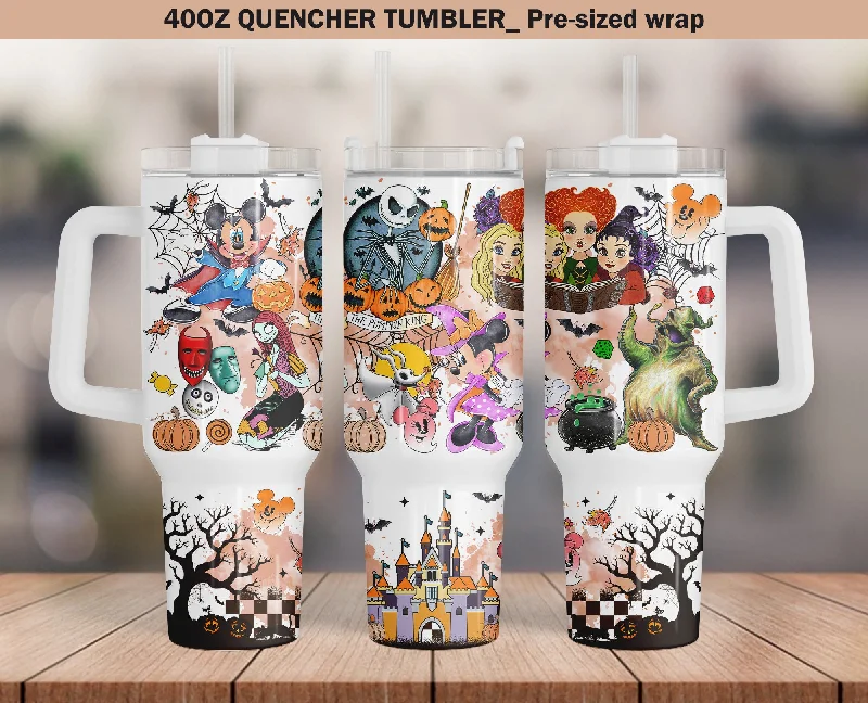 Vacuum-Insulated Bottles Witch 40oz Tumbler, Witch Tumbler, Cartoon Tumbler, 40oz Quencher Tumbler, Sublimation Design, Spooky Vibes, Spooky Season, Halloween Png