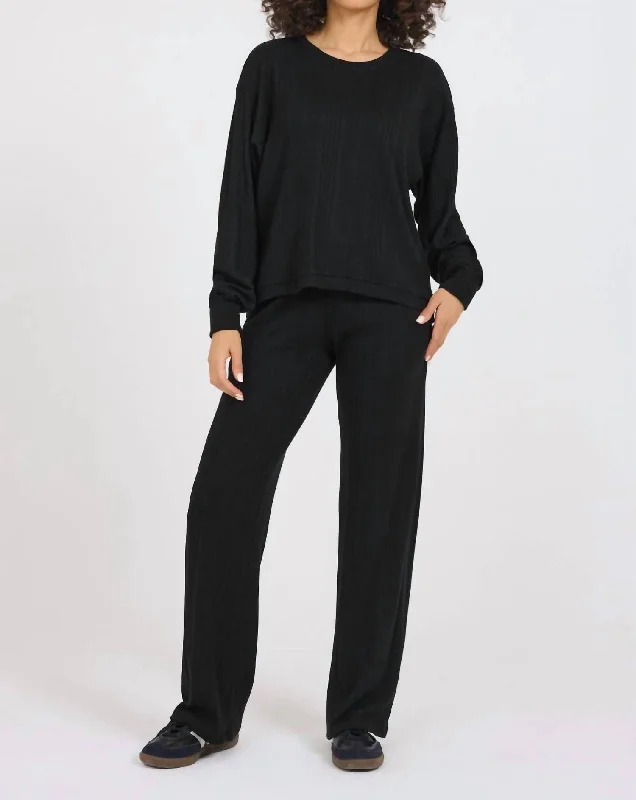 Timeless Elegance Redefined Brushed Cozy High Low Top In Midnight