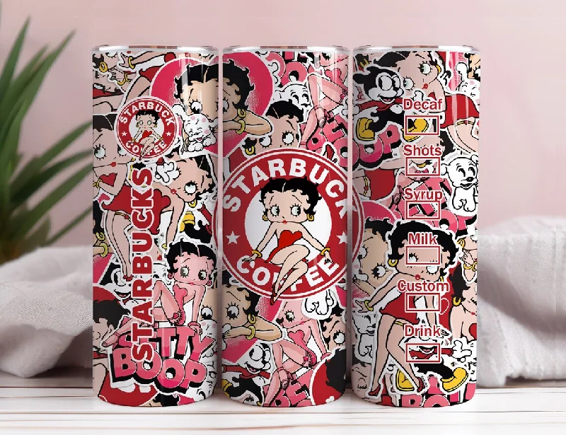 Special Offer Drinkware Betty Boop Starbuck Coffee Tumbler PNG, Bags Pattern Tumbler, Betty 20oz Skinny Tumbler