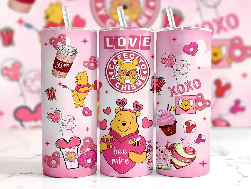 Stainless Steel Mugs Cartoon Valentine  20oz Tumbler Wrap, Bear And Friends 3D Christmas Inflated Tumbler Wrap, Puffy Tumbler, Happy Valentine,Png Download