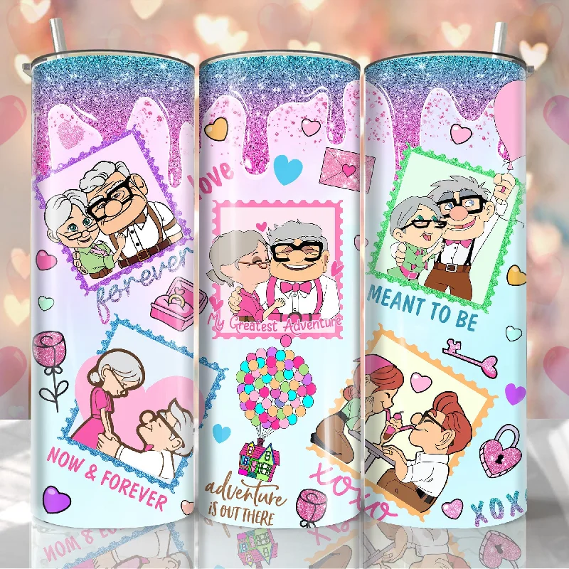 Drinkware Gifts For Friends Cartoon Valentine Tumbler Wrap, Carl And Ellie Valentine Inflated Tumbler Wrap, 20oz Up Valentine Tumbler, Happy Valentine Day,PNG Download