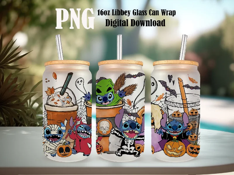Insulated Drinkware Offers Stitch Horror Halloween Coffee Png, Stitch 16oz Halloween Coffee PNG,Fall Coffee, Spooky Season Png