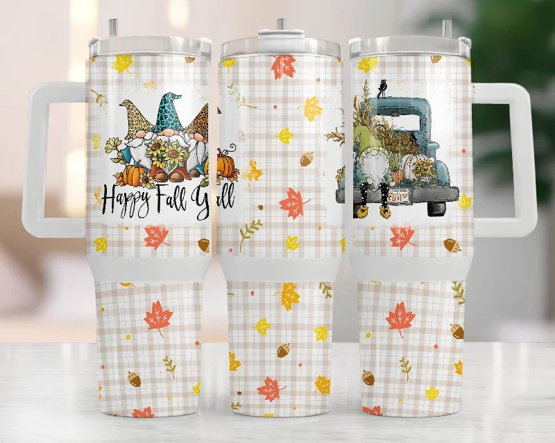 Tumbler Promotions Happy Fall Y'all 40oz Tumbler Png, Fall Pumpkin Tumbler 40oz Png, Grateful Autumn 40oz Tumbler Wrap, Pumpkins Quotes 40oz Quencher Tumbler