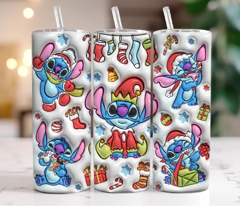 Tumbler Promotions 3D Inflated Christmas Tumbler, Inflated Cartoon Tumbler, 3D Puffy Christmas Tumbler, 3D Tumbler Wrap, 20oz Skinny Tumbler, Christmas Vibes