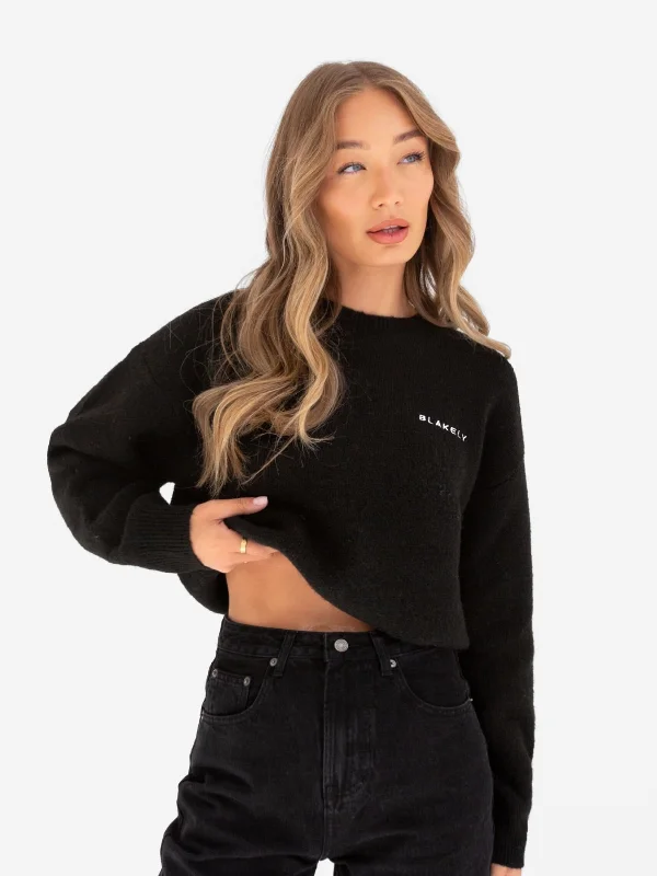 Dreamy Draping Elara Knitted Jumper - Black