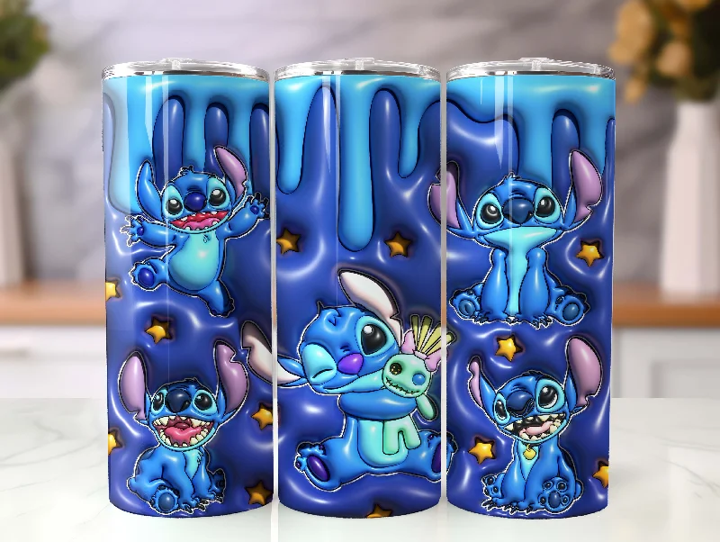 Travel Tumblers Sale Inflated Cartoon Tumbler Design Png 3D Tumbler Wraps 20oz Skinny Sublimation Digital Downloads 3D Puffy Stitch Design Sublimation Png